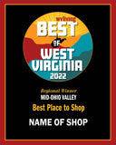 2022 Customized Best of West Virginia Award Plaque